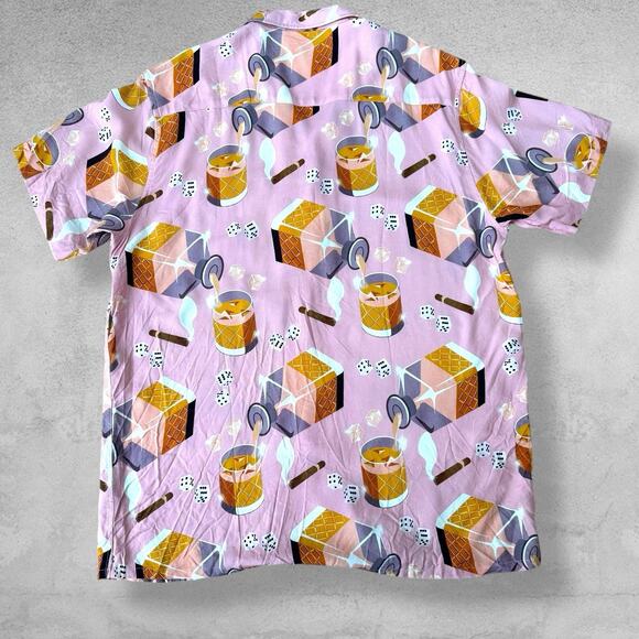 Duvin Design New Mens Rayon Cocktail Hawaiian Shirt L Drinks Dice Cigar Vegas - Picture 2 of 8